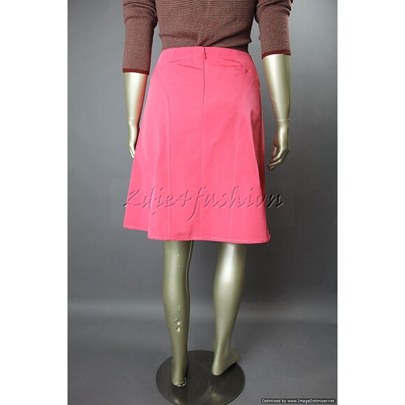 $1590 NWT CAROLINA HERRERA Pink Stitch Panel A-Line Cotton Silk Skirt 14 - Picture 6 of 7